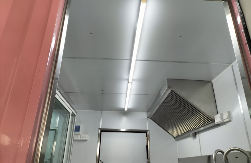 shipping container food trailer with led lighting units